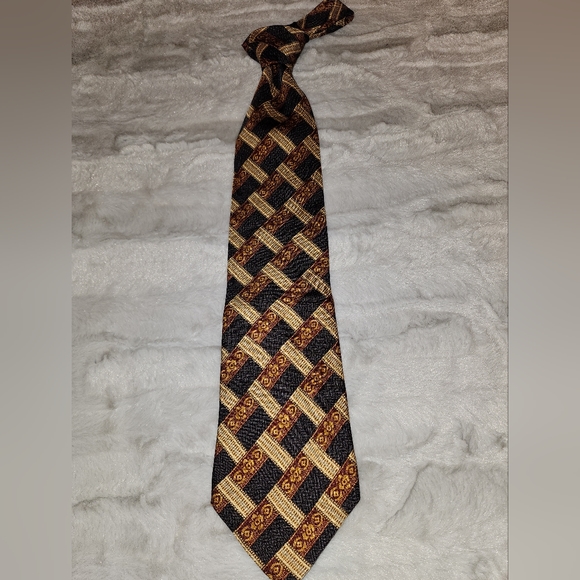 *Ermenegildo Zegna Cream, Rust, & Blue Men's Tie* RET $250 - Picture 3 of 3